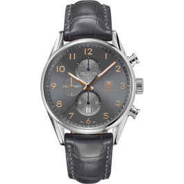 Tag Heuer watch strap CAR2013-FC6313 Leather Grey + grey stitching